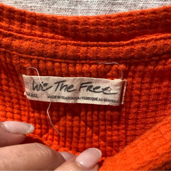 We the Free orange waffle knit long sleeve henly boatneck cotton reverse seams S - Picture 5 of 8